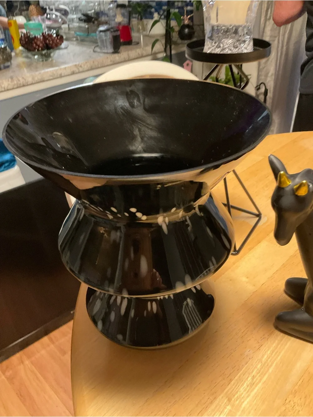 Black Ceramic Three-Tier Decorative Bowl - Home Kitchen